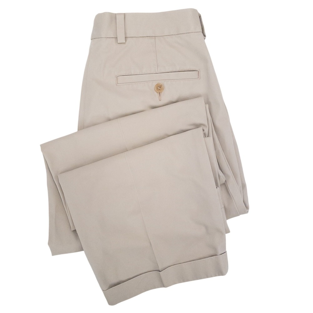 John W. Nordstrom Pleated Khaki‎ Chino Pants Mens 32x30 Smartcare Supima Cuffed